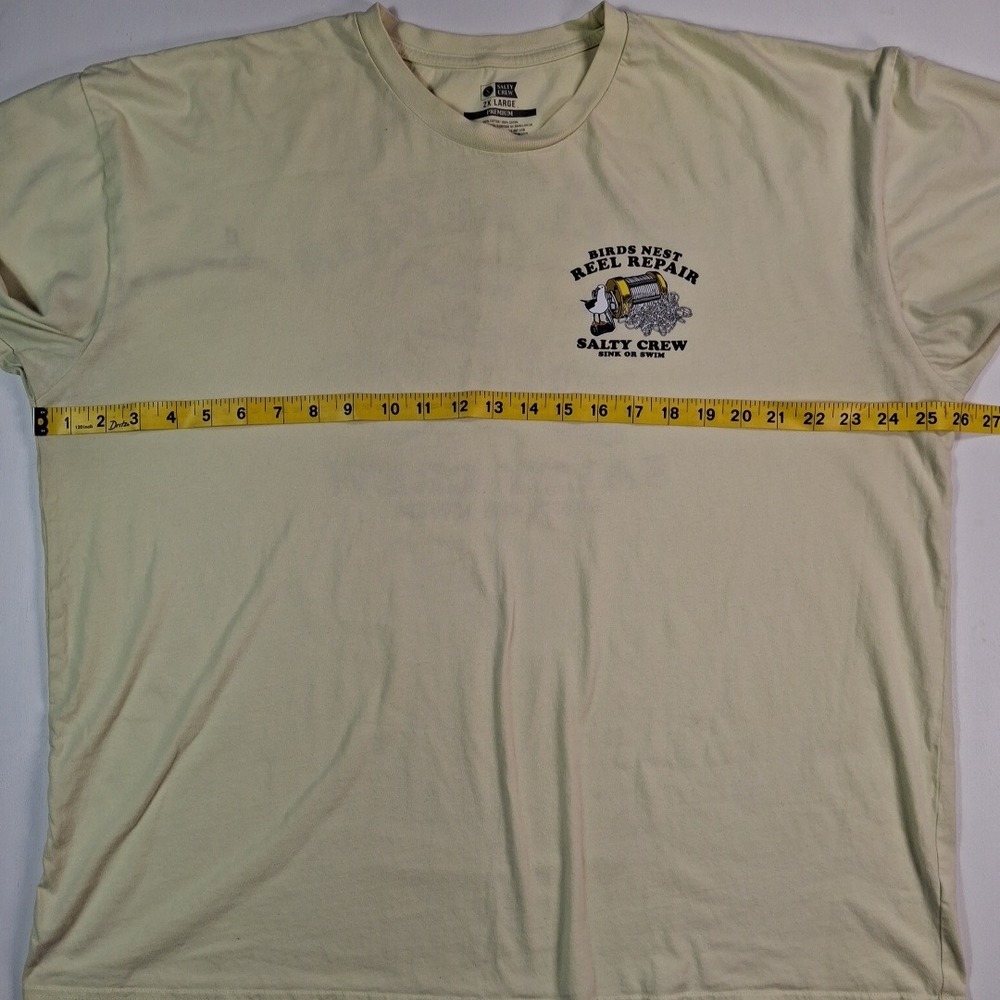 Salty Crew Birds Nest Reel Repair Graphic T-Shirt Mens 2XL Yellow Sink or Swim - Picture 7 of 11